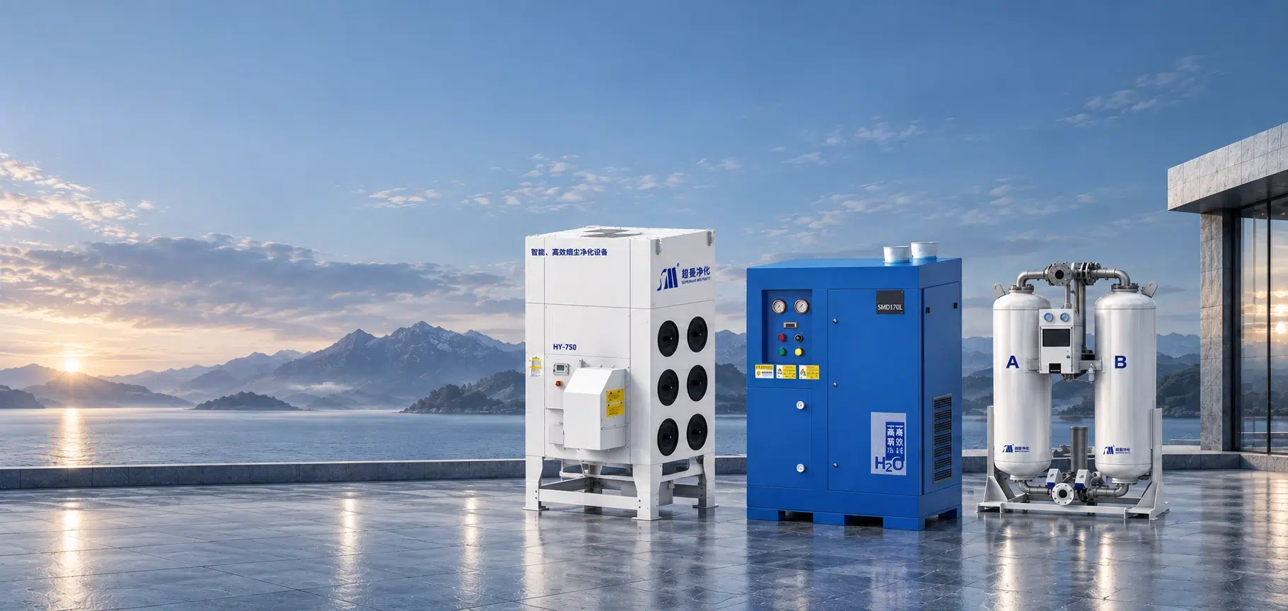 SUPERMAN HY-750 dust collector, refrigerated air dryer and desiccant air dryer